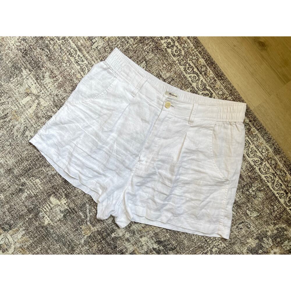 Madewell 100% Linen White Neale Shorts‎ 12 Preppy Lagenlook Coastal Grandmother